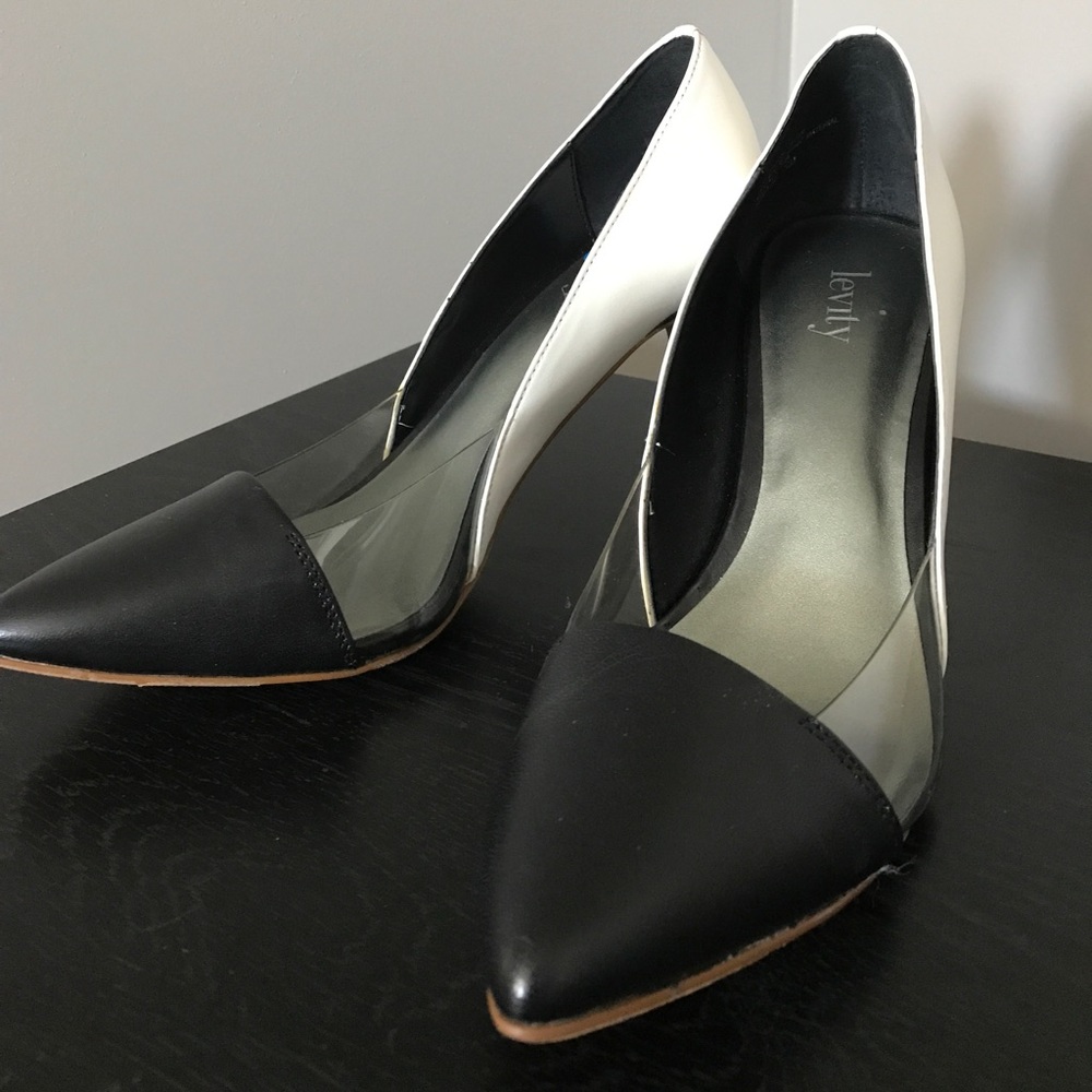 Levity black and white heels