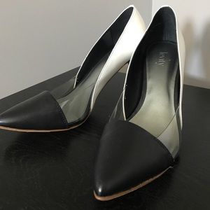 Levity black and white heels