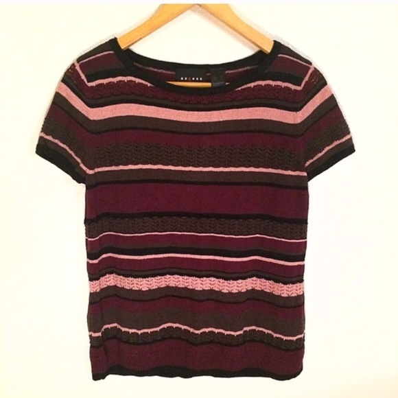 Axcess | Striped Knit Short Sleeve Shirt Sz Large - Picture 1 of 5