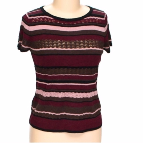 Axcess | Striped Knit Short Sleeve Shirt Sz Large - Picture 2 of 5