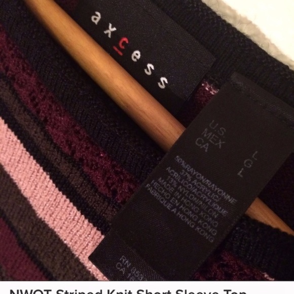 Axcess | Striped Knit Short Sleeve Shirt Sz Large - Picture 4 of 5