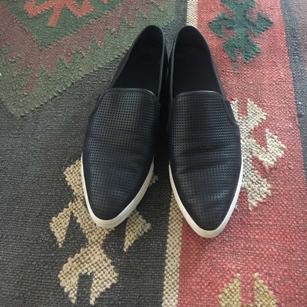 Black Vince perforated slip on sneakers