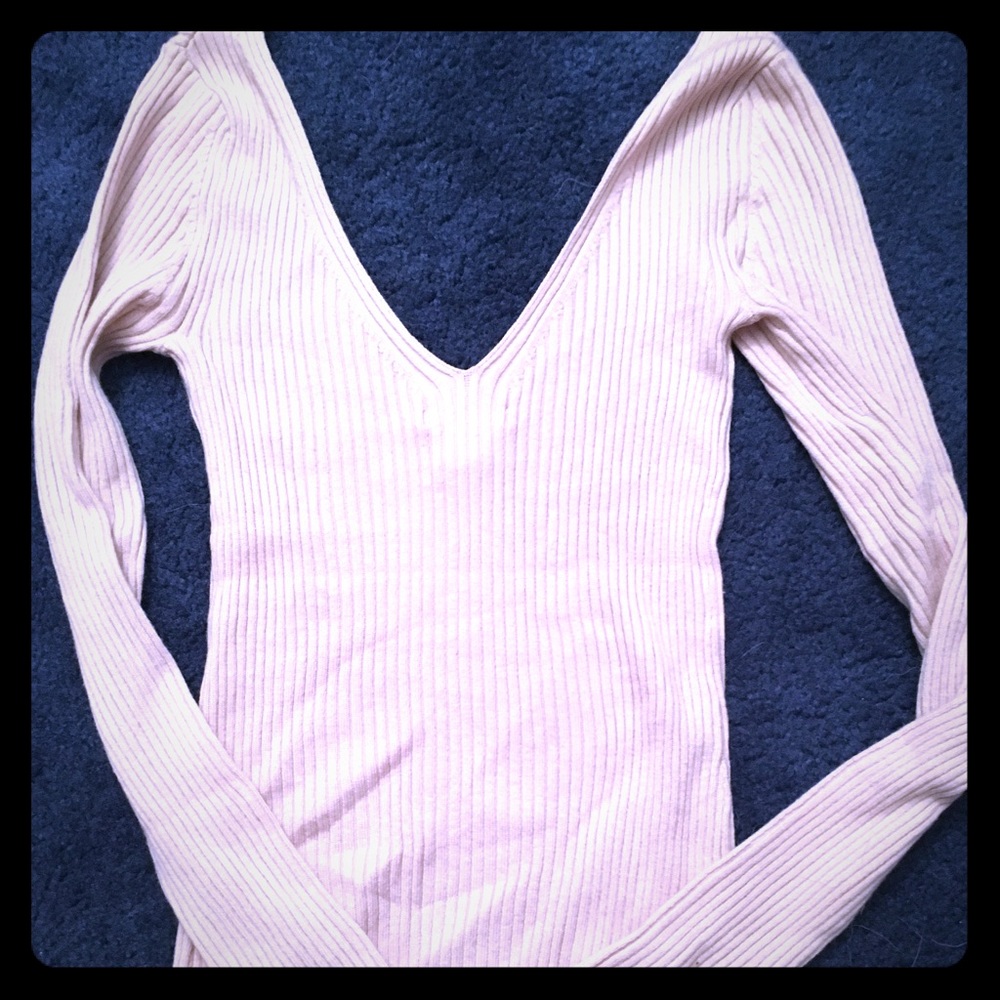 Light pink v-neck sweater