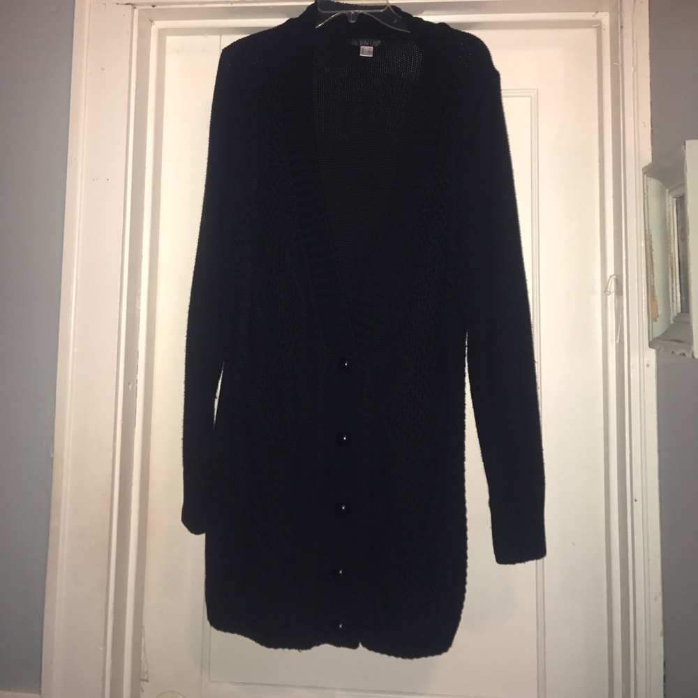 Long Black button up cardigan