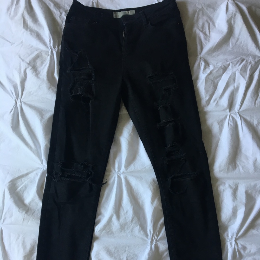 TOPSHOP Jamie Moto High Waisted, Ripped Jeans