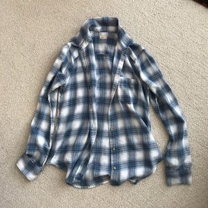 Hollister plaid blue and white flannel