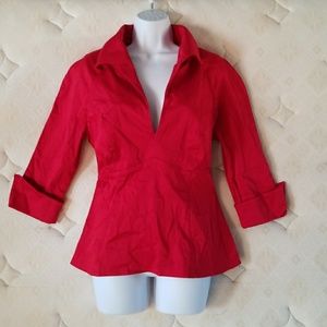 Pinup Couture red plunge blouse
