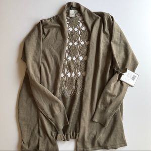 Vila Milano Crochet Back Tan Cardigan SIZE XL
