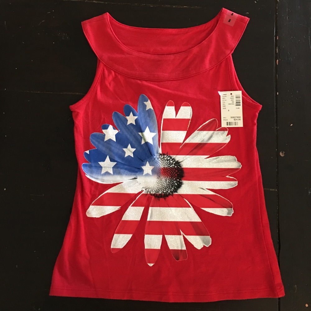 Justice patriotic sleeveless shirt girls size 8