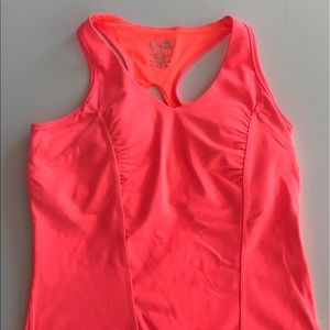 Orange pink workout top built in bra support M