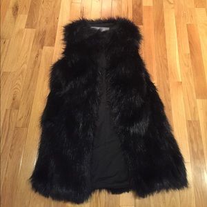 Zara Black Faux Fur Vest Sz S
