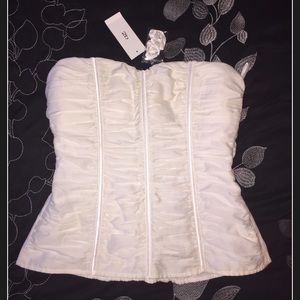 ~SOLD~ NWT 2B Bebe white strapless top, S