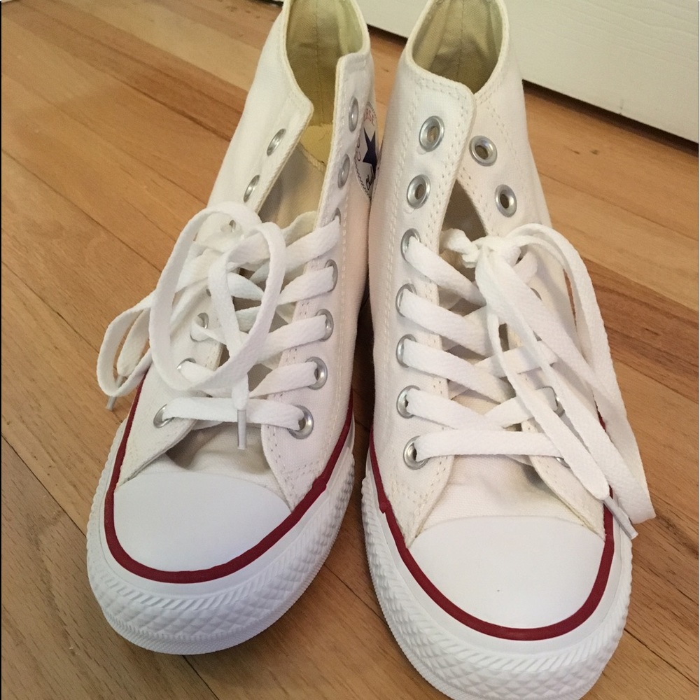 NEVER WORN white wedge converse