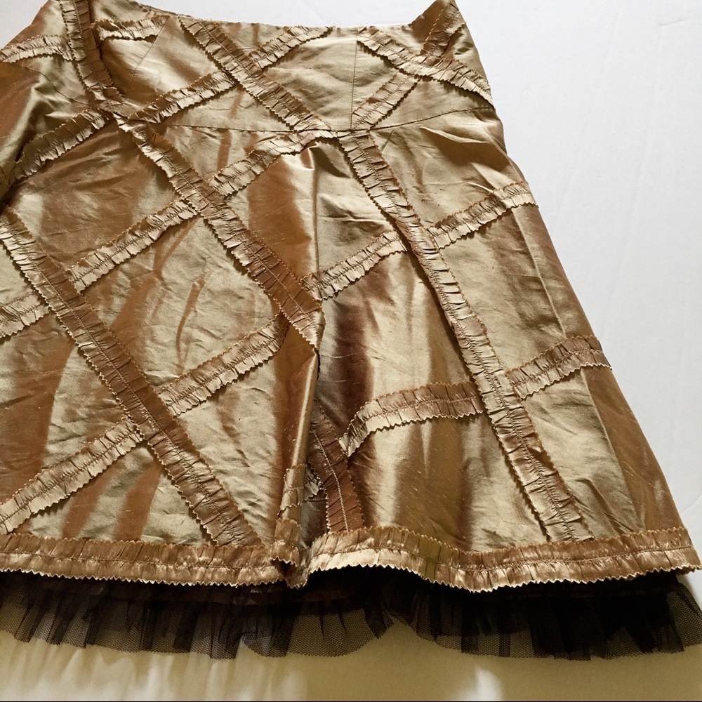Nanette Lepore tulle hemmed silk ribbon trim skirt