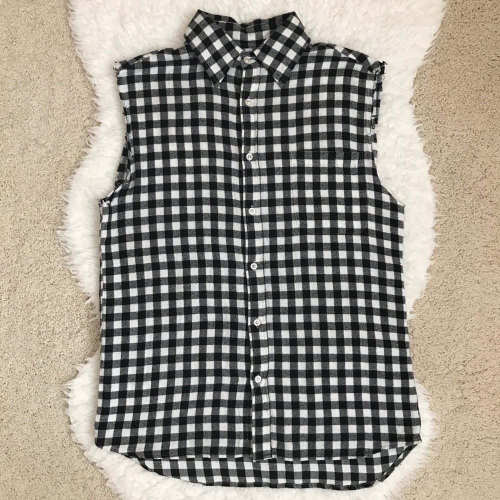 Aqua Black-white Plaid & Skull Vest