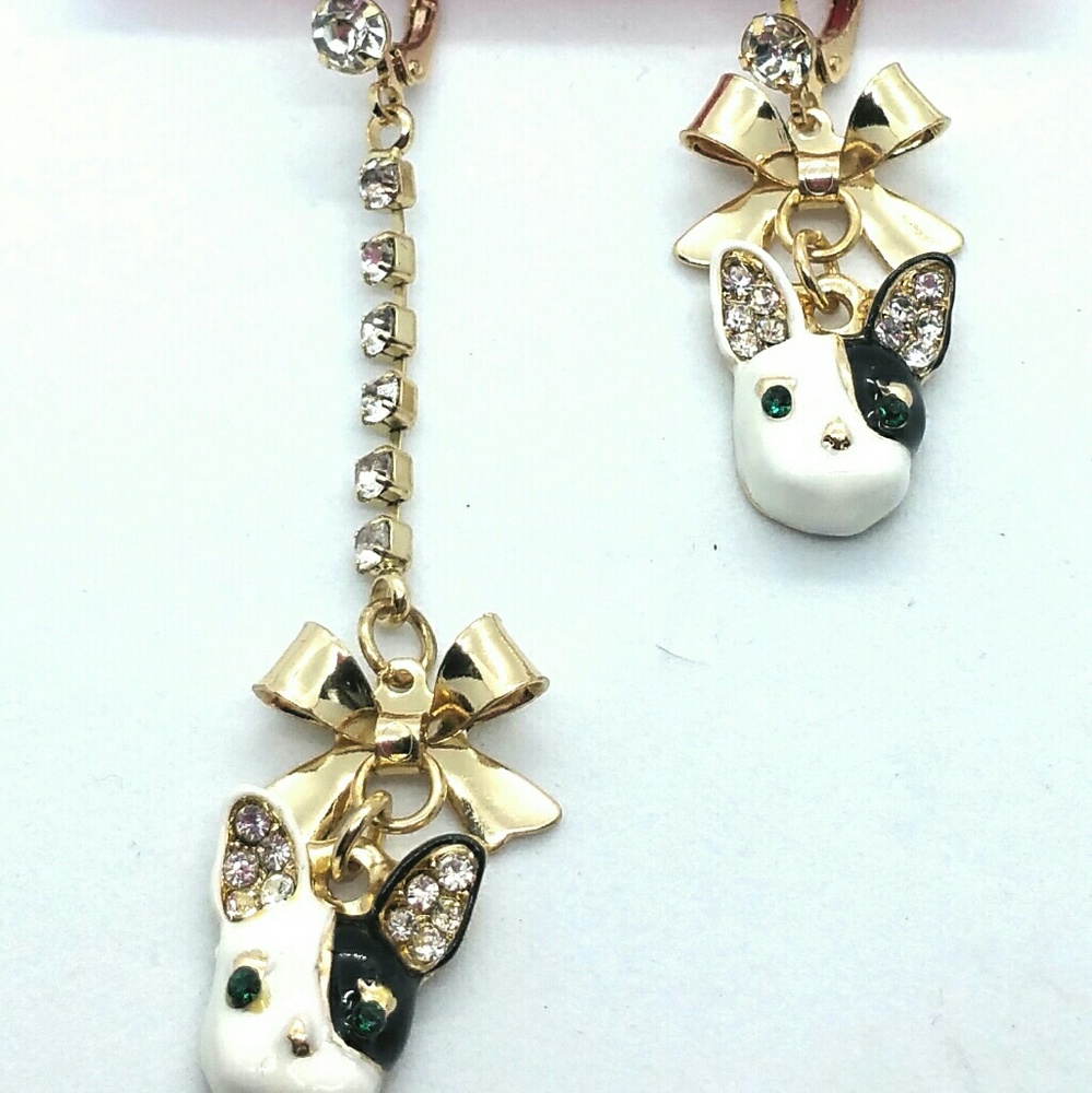 Betsey Johnson Boston Terrier earrings