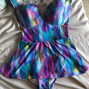 Multi color peplum swimsuit!