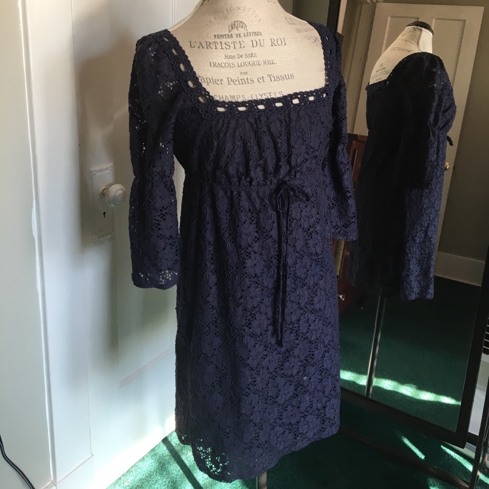 Navy lace boho dress