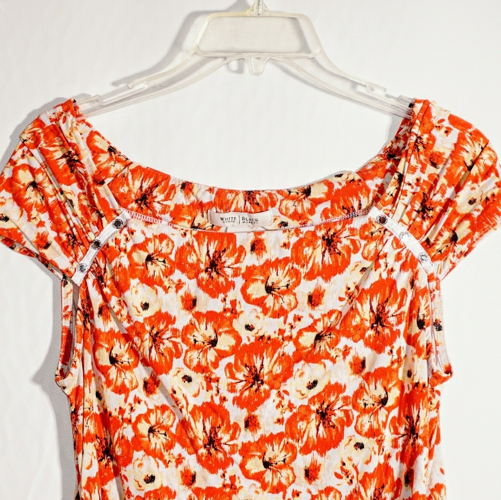WHBM fitted orange floral top