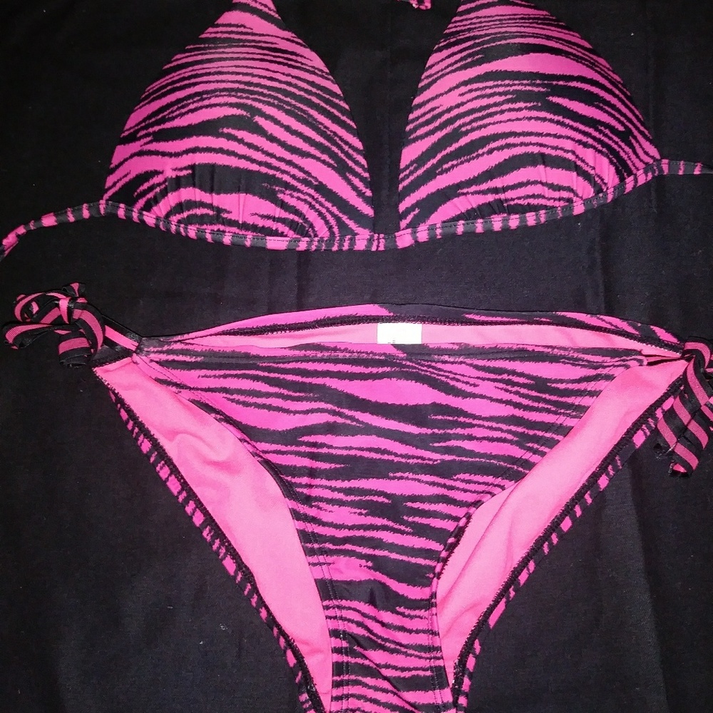 🌴 HOT PINK ZEBRA STRING BIKINI 🌴