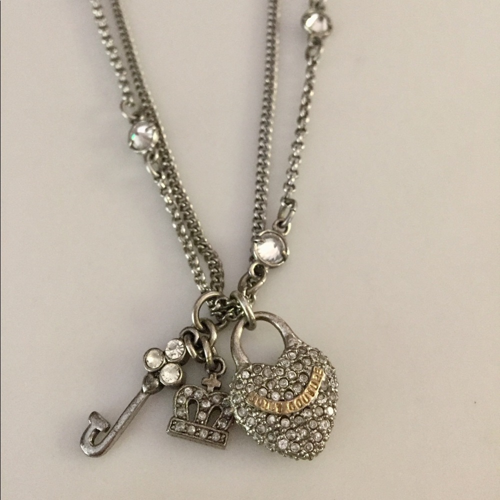 Juicy Couture Silver Layered Multi Chain Necklace