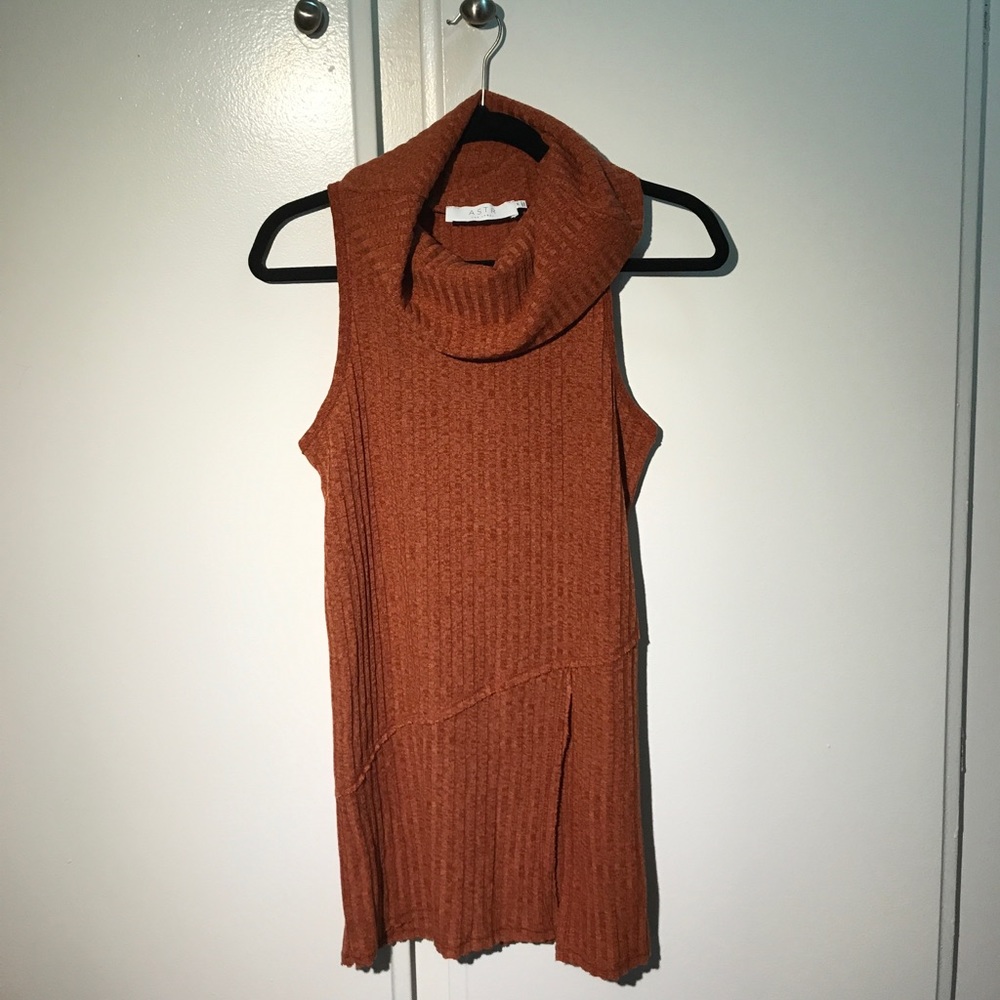 ASTR sleeveless cowl neck sweater in Pumpkin!