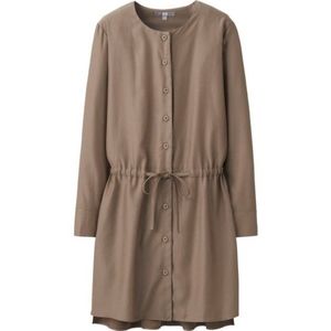 UNIQLO Women Rayon Long Sleeve Dress Brown