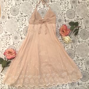 Blush halter crochet dress
