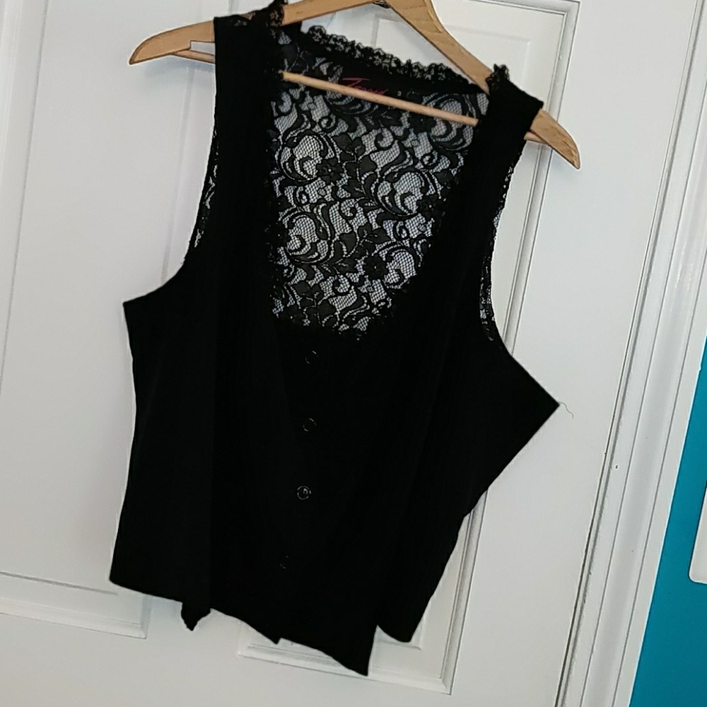 Torrid Corset // Black with lace back // Button up