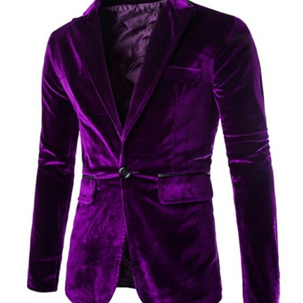 Zhelin men's purple velvet jacket