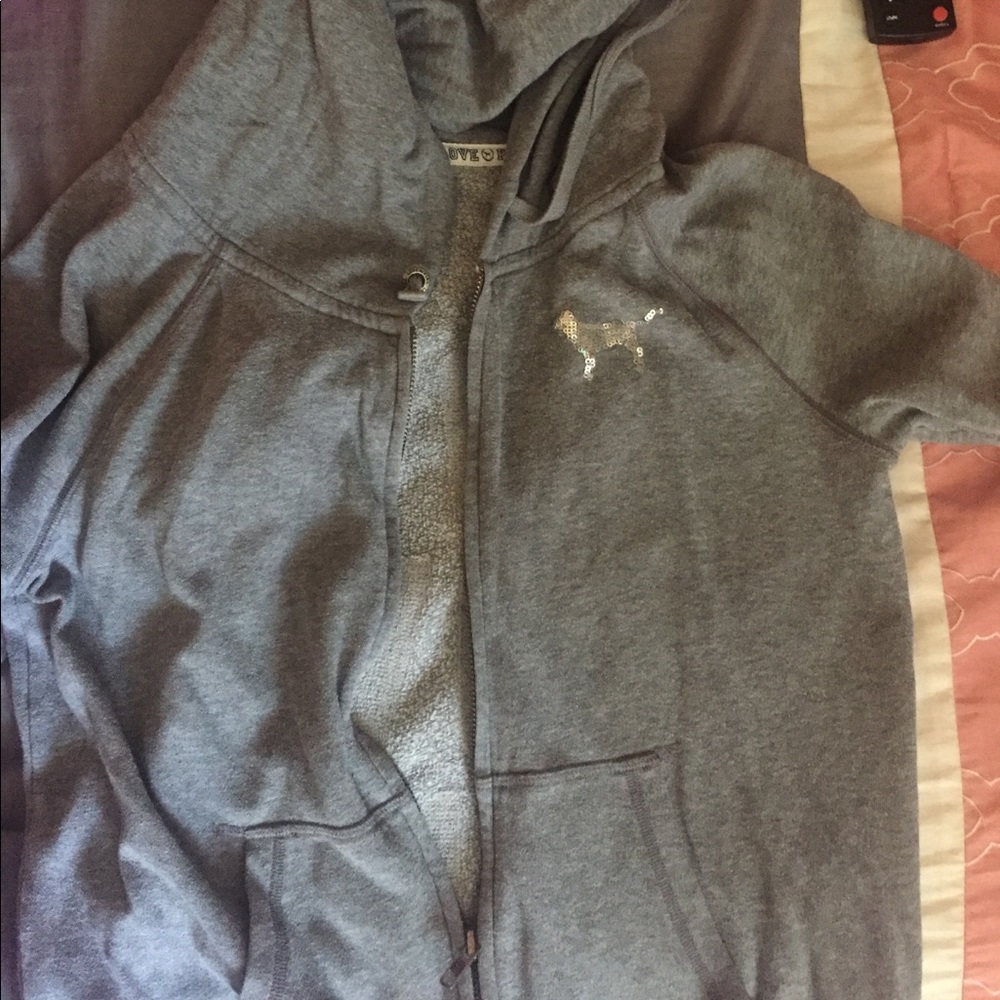 VS pink bling zip up sweat shirt