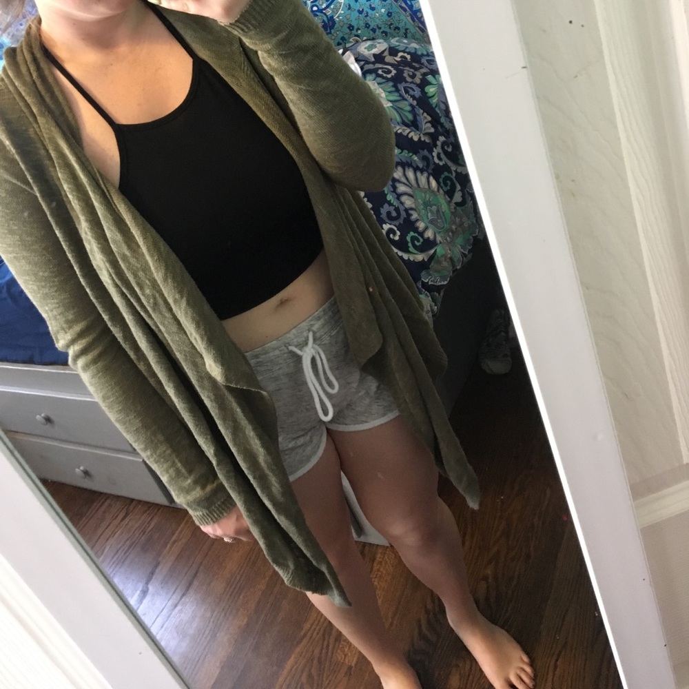 Army green cardigan