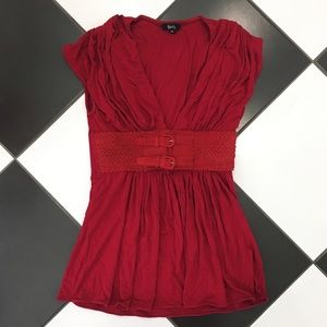 {sky} Red Top with Suede Belt