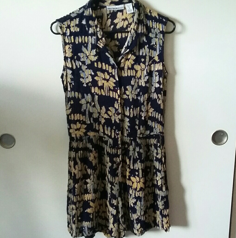 Blue Romper with Pockets - Picture 1 of 6