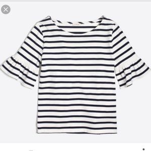 Jcrew Factory striped ruffle sleeve tee