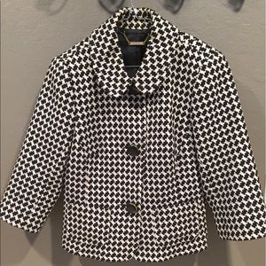 Trina Turk black houndstooth 3/4 sleeve blazer
