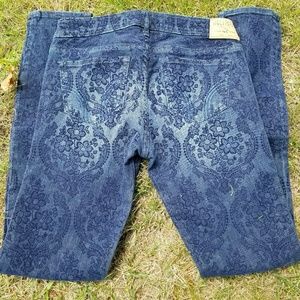 Hollister Floral Velvet & Denim Skinny Jeans