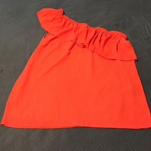 One shoulder ruffle blouse