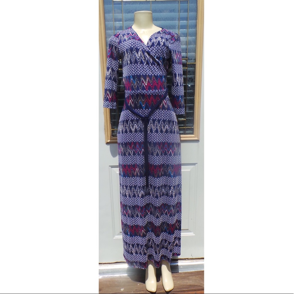 Mixed Print Faux-Wrap Dress