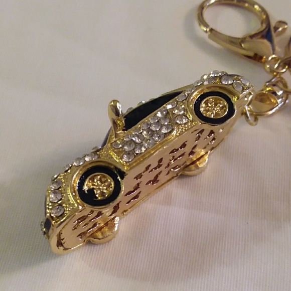 Roadster sports car crystal key chain, gold - Picture 3 of 5