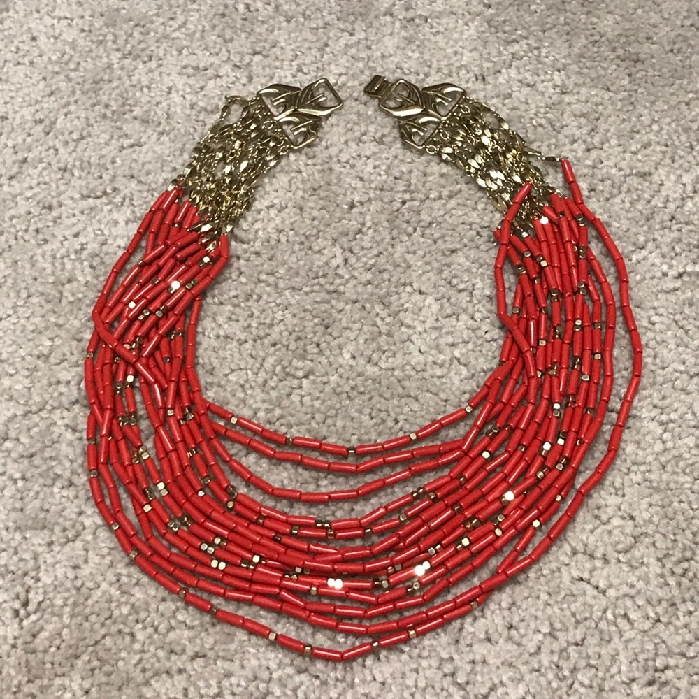 Coral and Gold Necklace