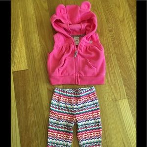 Newborn baby girl bear hoodie vest and leggings