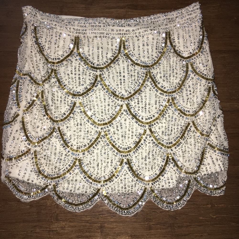 Sequin, Scalloped Mini Skirt