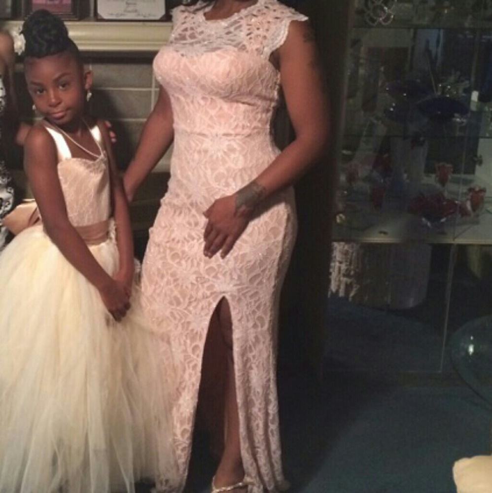 Beautiful jeweled dress with high split