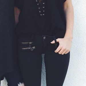 Carmax zipper black jeans