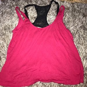 Hot pink // Black crop top