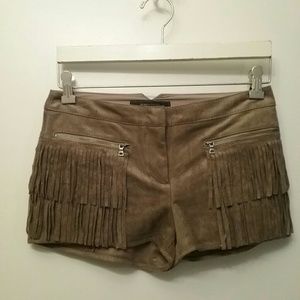 BCBGMaxAzria Westen Sueded Fringed Shorts