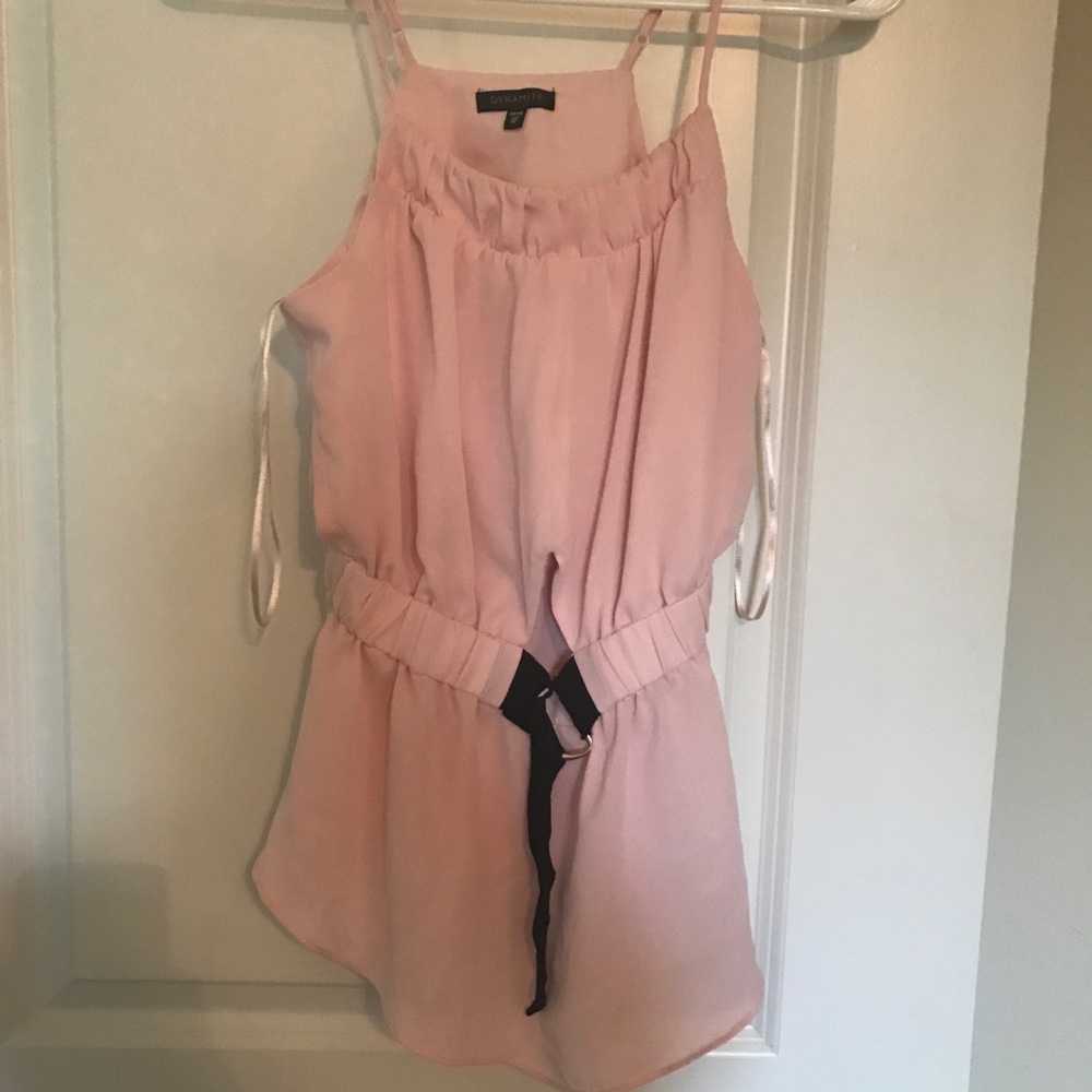 Pink & black blouse.
