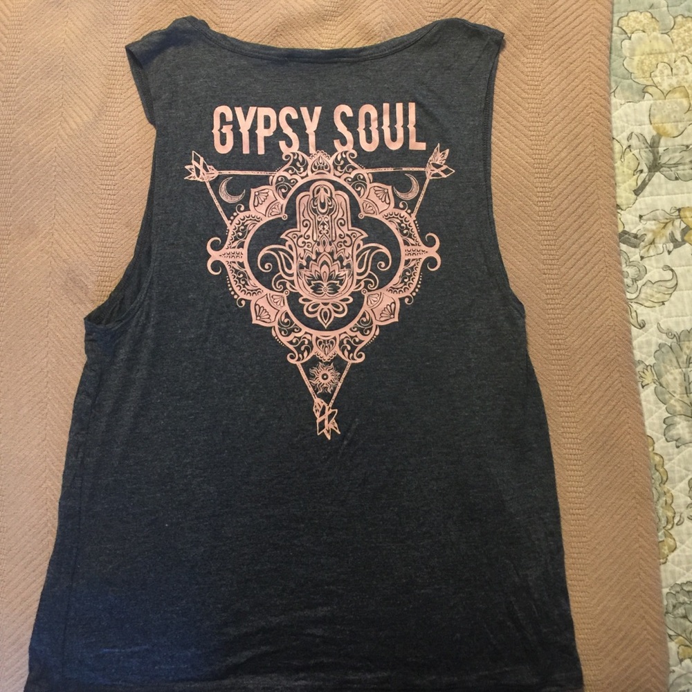 Gray Tank with Yoga Hand