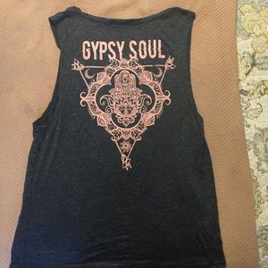 Gray Tank with Yoga Hand